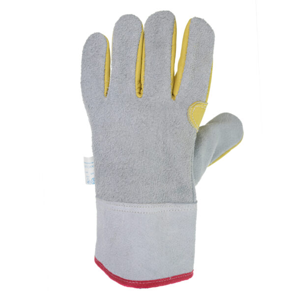 GUANTE AMERICANO COMBINADO VAQUETA Y DESCARNE REFUERZO COMUN/CADENERO PUÑO CORTO FLEXICUER (Cod.1017)