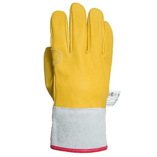 GUANTE AMERICANO DE VAQUETA AMARILLA REFUERZO CUBRE VENA PUÑO CORTO FLEXICUER (Cod.1025)