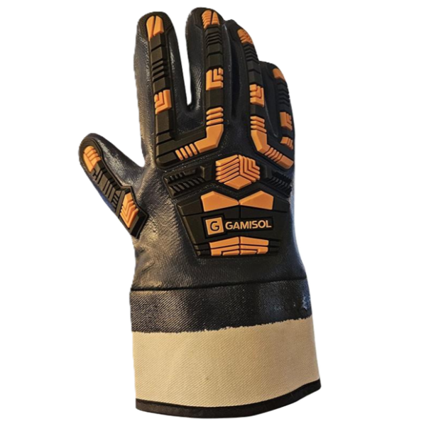 Guante Interlock algodón baño Nitrilo pesado puño seguridad de lona con dispositivo TPR (Cod.N1001IM)