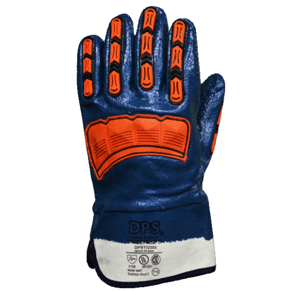 Guante Nitrilo Medio Baño Completo Azul Puño de Lona Antishock DPS (Cod.11255X)