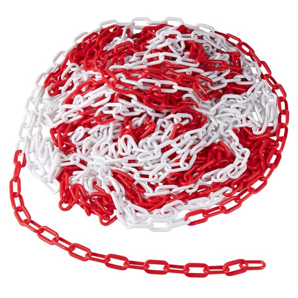 CADENA PLASTICA BICOLOR ROJA Y BLANCA POR METRO (Cod.2048)